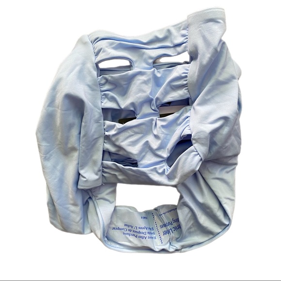 Soluna swim Eclipse Shirred Cutout High Waist Bikini Bottom blue small nwt - Picture 4 of 5